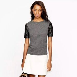 J. CREW Factory Leather Sleeve Tee